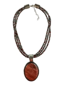 Red spiny Oyster and Sterling silver statement necklace