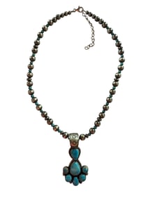 Bennie Johnson Navajo Kingman Turquoise and Sterling silver necklace