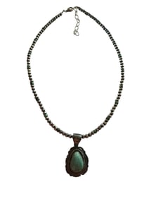 Patrick Skeets Navajo Kingman Turquoise and Sterling silver necklace