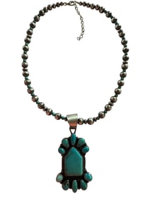 Sheila Navajo Kingman Turquoise and Sterling silver necklace
