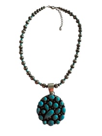Bennie Johnson Navajo Kingman Turquoise and Sterling silver necklace