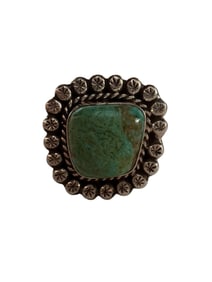 Navajo Kingman Turquoise and Sterling silver adjustable ring