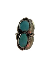 Old pawn Navajo Kingman turquoise inlay sterling silver adjustable ring