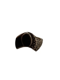 Old pawn Navajo Men's Onyx and Sterling silver tufa cast ring size 13