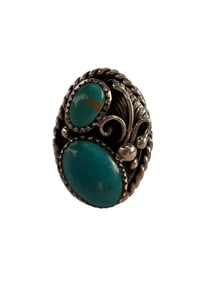 Men's Navajo Kingman Turquoise and Sterling silver ring size 10.5