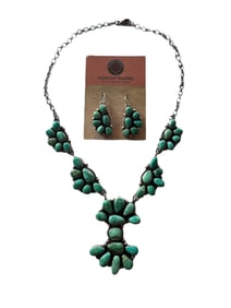 Sheila Emerald Valley turquoise and Sterling silver necklace set with wire earrings