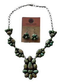 Sheila Emerald Valley Turquoise and Sterling silver necklace set with wire earrings