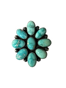 Navajo Carico Lake Turquoise and Sterling silver ring size 5.5