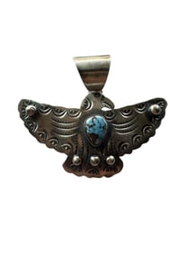 Chimney Butte Navajo Golden Hills Turquoise Sterling silver Thunder Bird pendant