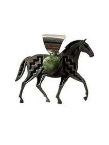 McDru Santo Domingo Palomino Turquoise Horse Pendant