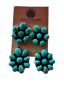 Ella Peters Navajo Kingman Turquoise and sterling silver post earrings