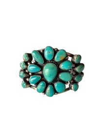 Bennie Johnson Blue Water Turquoise and Sterling silver cuff