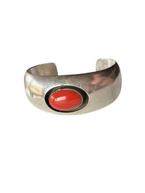 Old pawn Navajo Coral Turquoise Sterling silver cuff