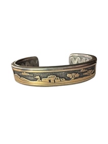 Old pawn Navajo Sterling silver with 14 kt overlay cuff