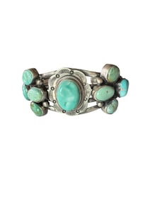 Old pawn Bennie Johnson Navajo Carico Lake Turquoise Sterling silver cuff