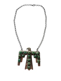 Navajo Russel Sam Sonoran Turquoise Sterling silver Thunderbird necklace