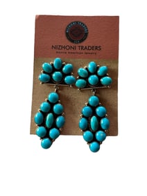 Navajo Blue Bird Turquoise Sterling silver post earrings