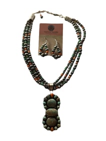 Sheila Navajo Royston Spiny Sterling silver necklace set with wire earrings