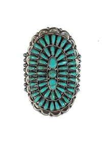 Navajo Kingman Turquoise Cluster Sterling silver cuff