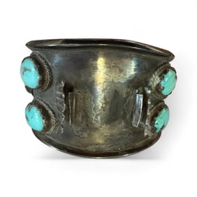 Old pawn Navajo Turquoise Sterling silver watch bracelet