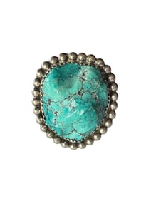 Old pawn Navajo Kingman Turquoise and Sterling silver ring size 12