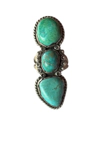 Old pawn Navajo Kingman Turquoise Sterling silver ring size 7.5