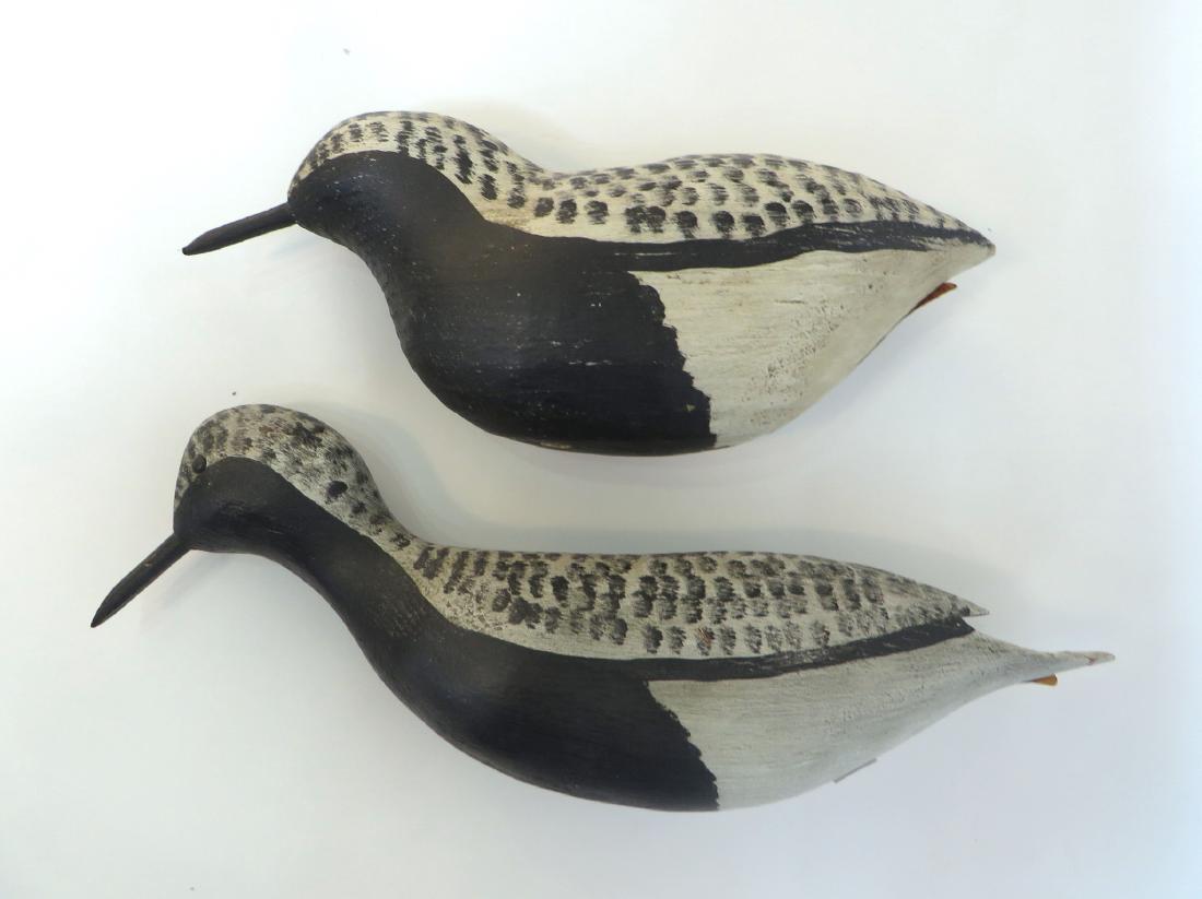 TWO CARVED WOODEN SANDPIPER DECOYS (1 of 4)