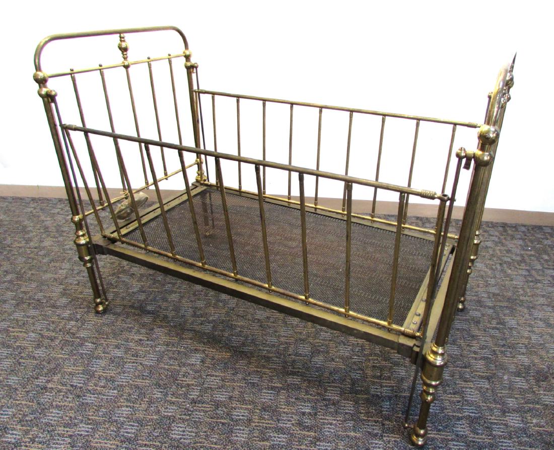 CHILD SIZE BRASS CRIB: Child Size Brass Crib: This crib is for decorative purposes only! It is not safe to place a child in this crib! We assume no liability for any harm cause by this item, buy at your o