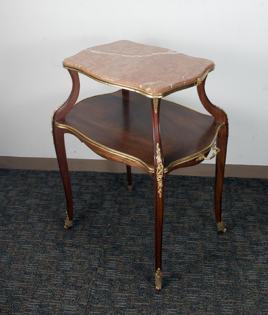 TWO TIERED SIDE TABLE WITH MARBLE INSET (1 of 5)