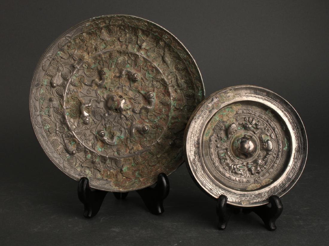 TWO BRONZE MIRRORS (1 of 5)