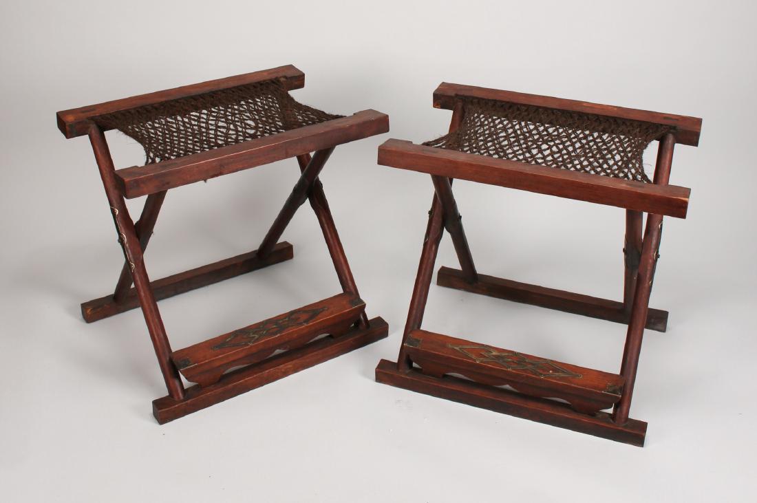 PAIR OF FOLDING ROSEWOOD STOOLS (1 of 9)