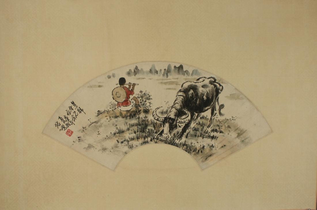 FAN PAINTING OF WATER BUFFALO AND MASTER (1 of 5)
