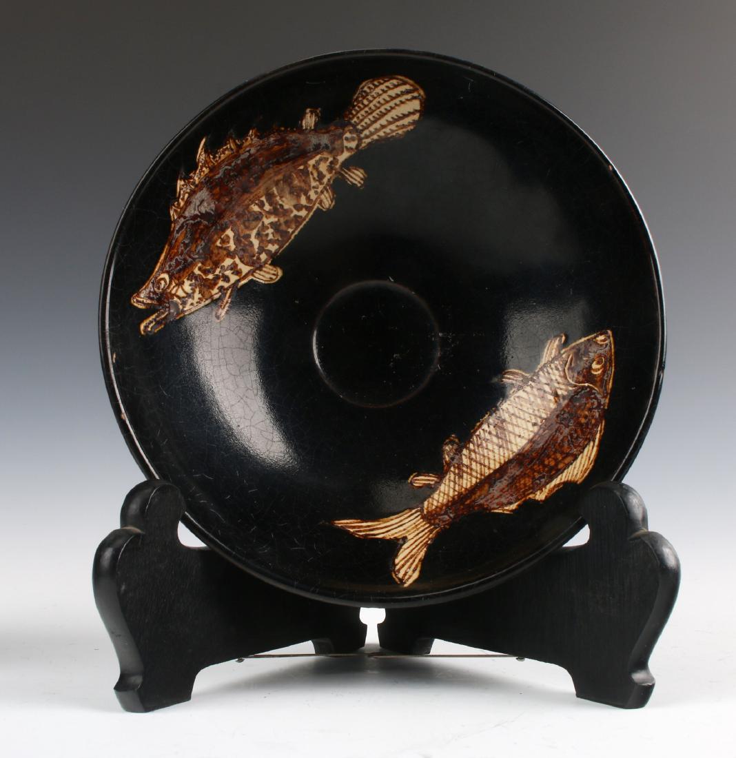 BLACK BOWL WITH FISH DESIGN (1 of 8)