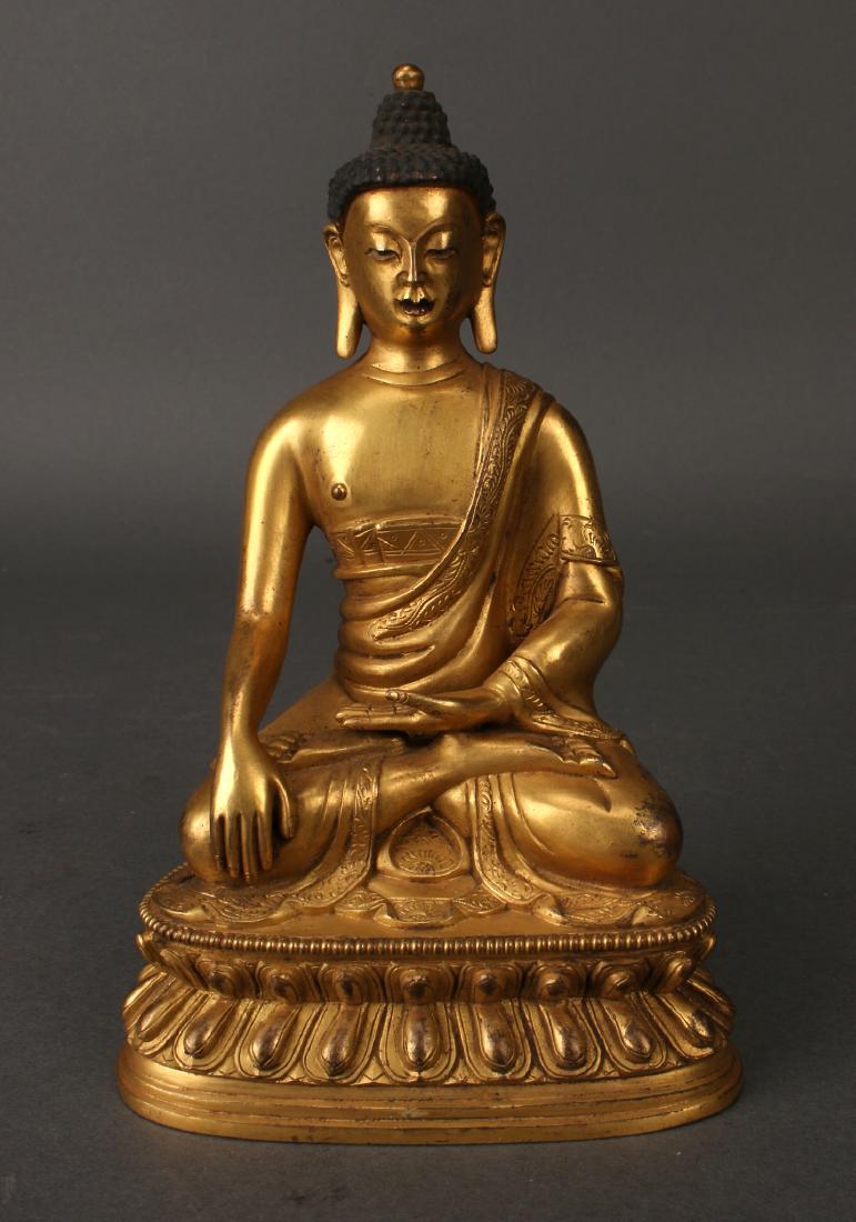GILT BRONZE EARTH TOUCHING BUDDHA (1 of 7)