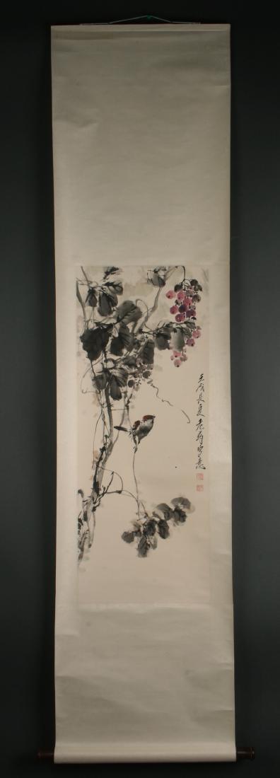 SCROLL OF SPARROW IN FRUIT TREE (1 of 9)