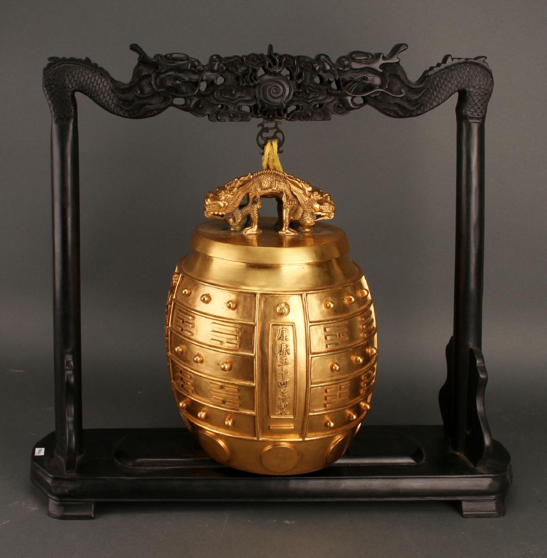 GILT BRONZE BELL ON ZITAN STAND (1 of 8)