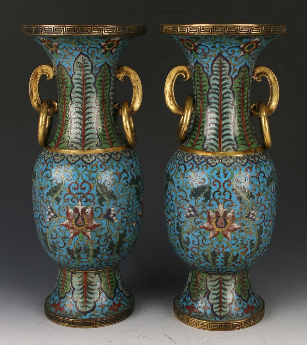 PAIR OF CLOISONNE VASES (1 of 8)