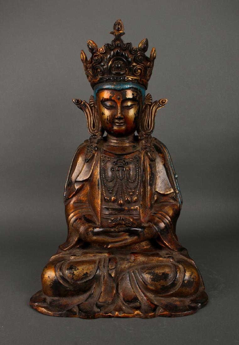 LARGE BRONZE EARTH TOUCHING BUDDHA (1 of 9)