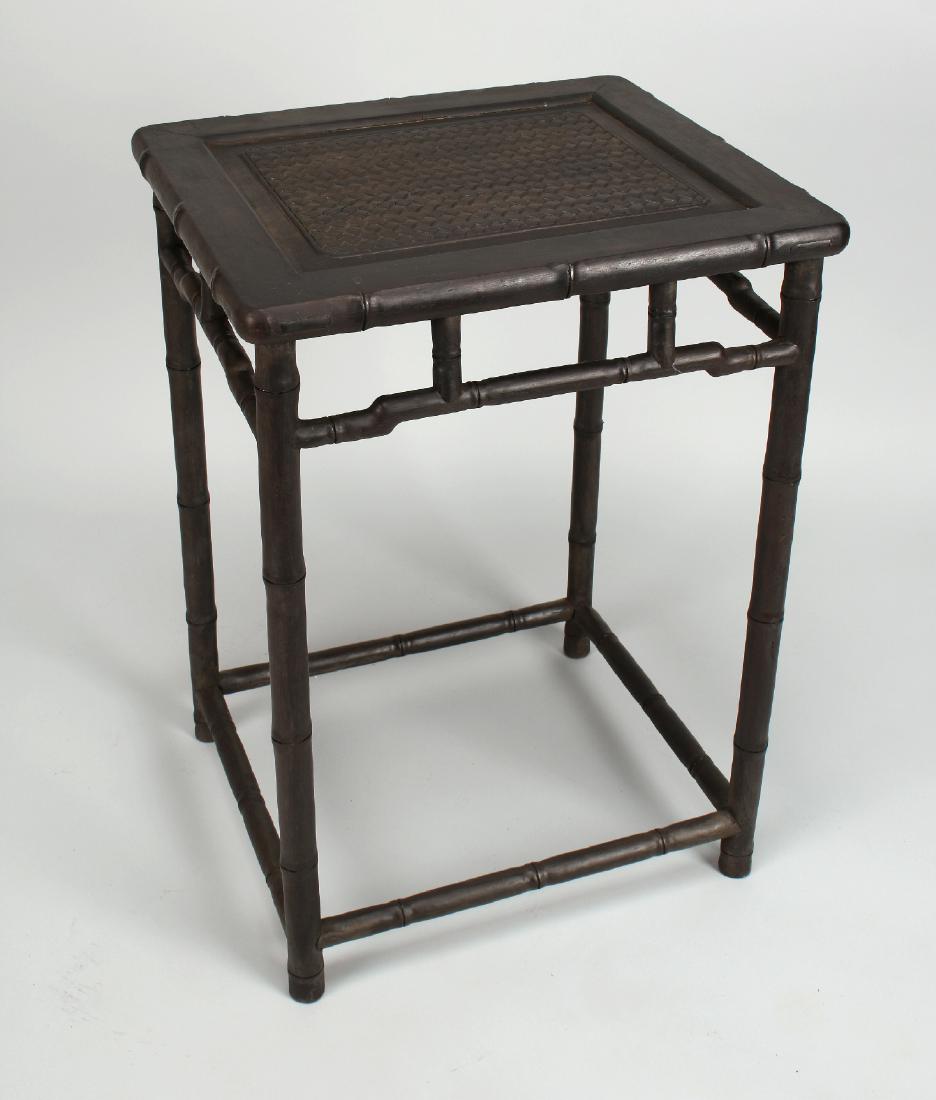 ZITAN END TABLE WITH THATCH TOP (1 of 10)
