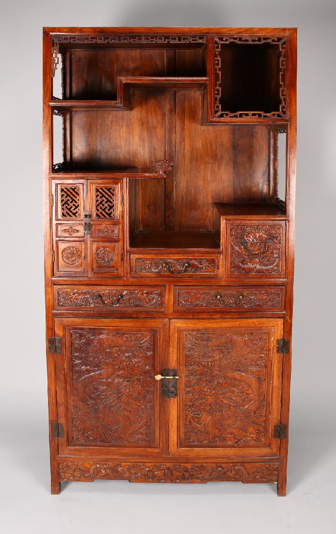 ORNATE HUANGHUALI DRAGON CABINET (1 of 3)