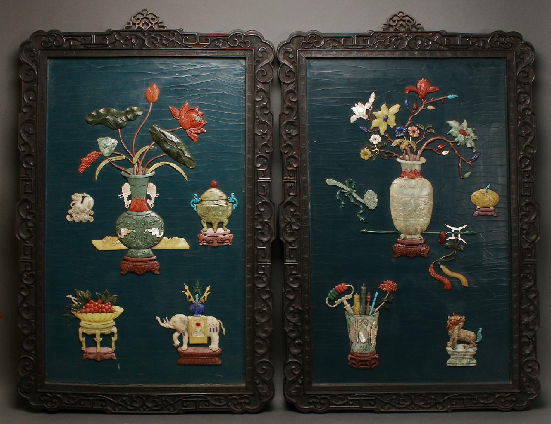 PAIR OF FRAMED WALL HANGINGS (1 of 10)