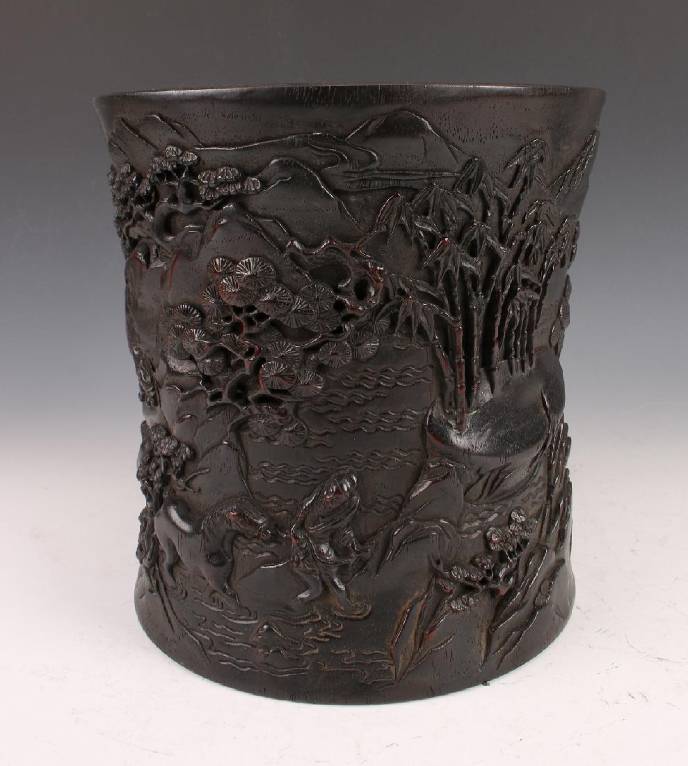 CARVED ZITAN BRUSH POT (1 of 9)