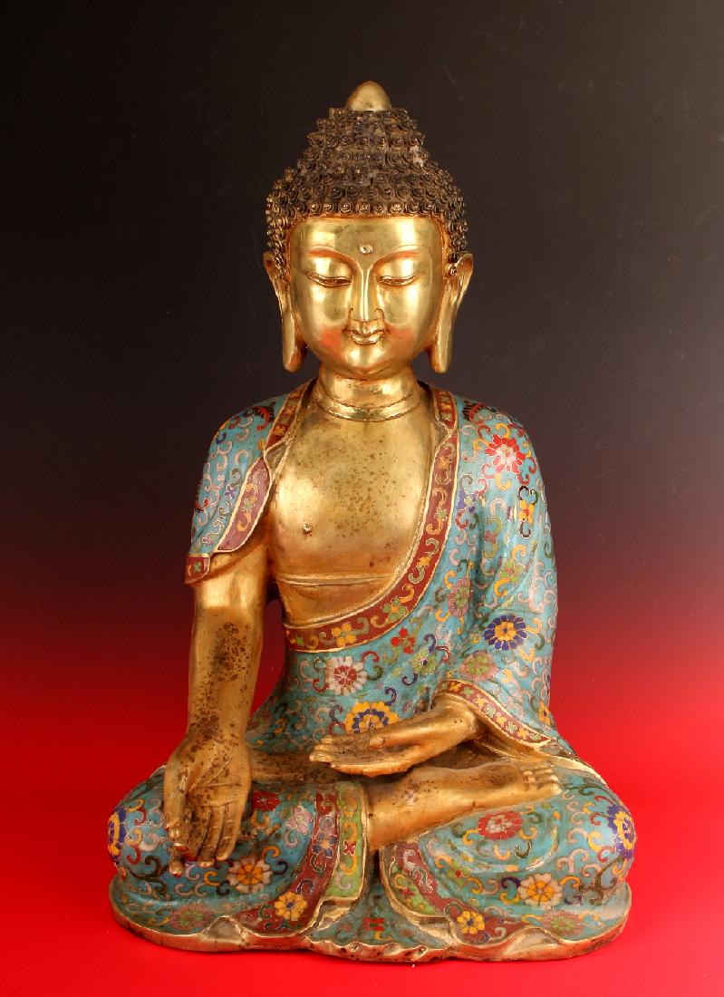 GOLD GILT BRONZE & CLOISONNÉ  BUDDHA (1 of 10)