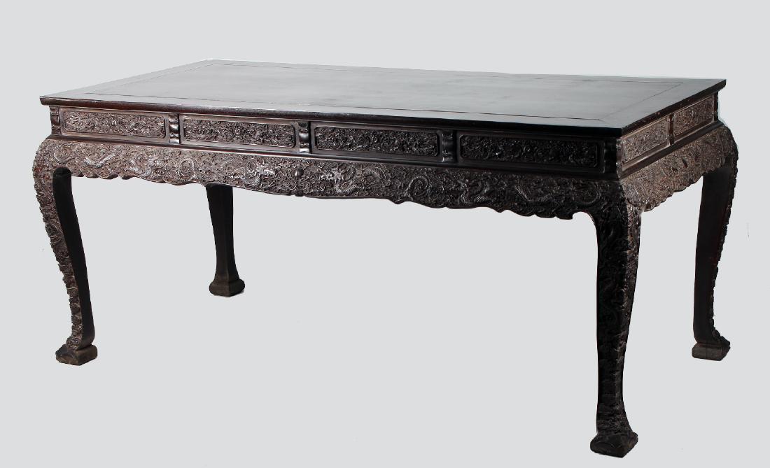LARGE QING CARVED ZITAN  PAINTING TABLE (1 of 10)