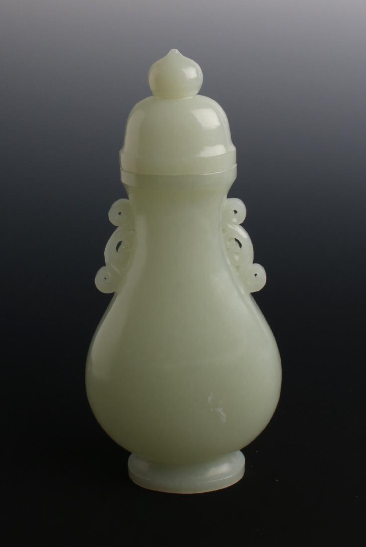 CHINESE EXQUISITELY CARVED WHITE JADE URN (1 of 5)