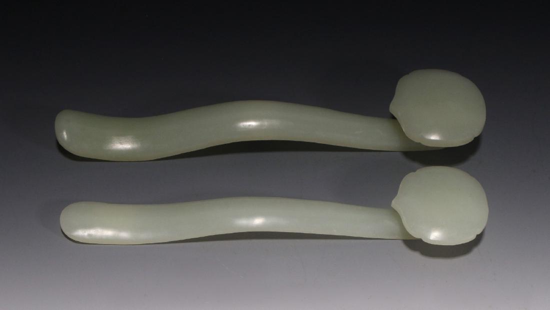 PAIR OF CHINESE WHITE JADE RUYIS (1 of 5)