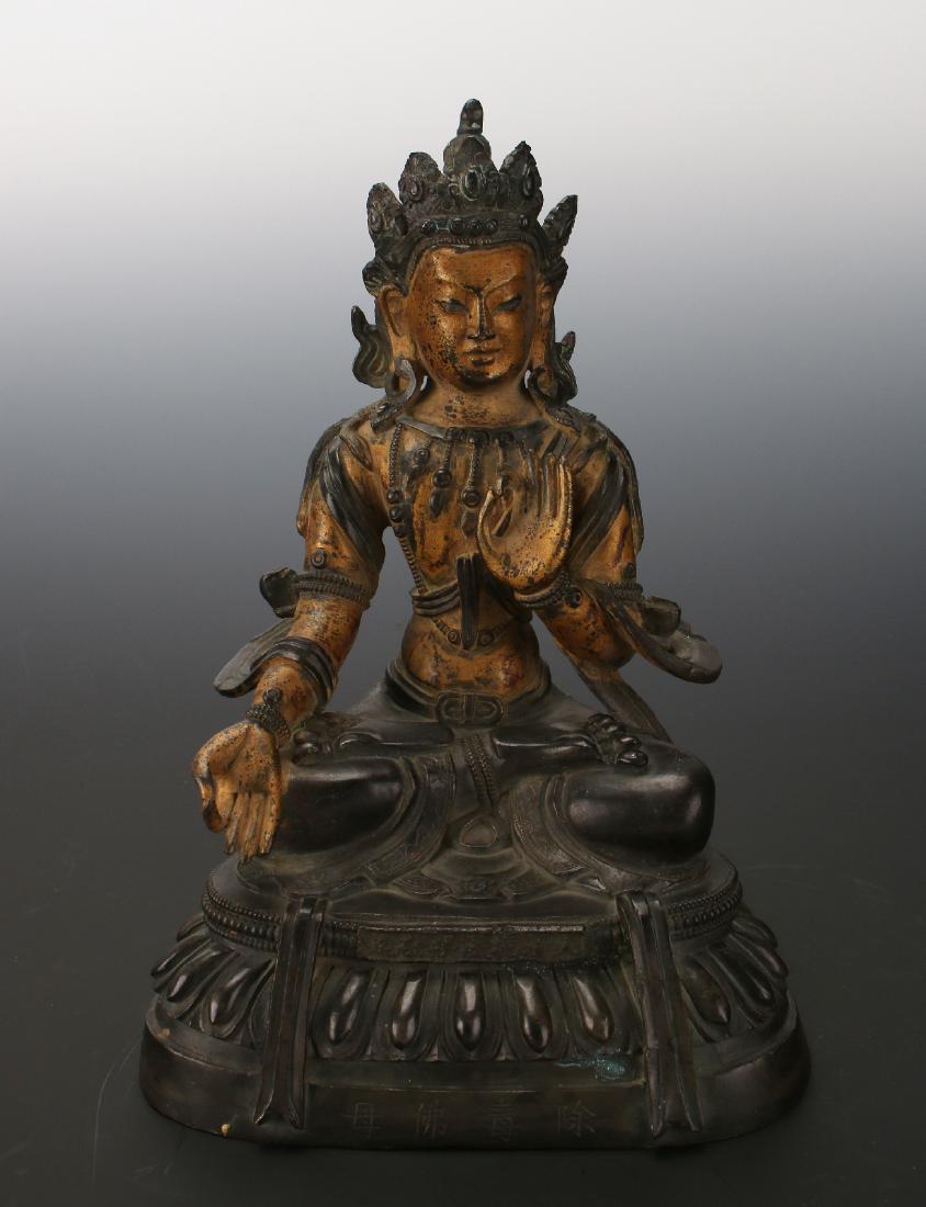 CHINESE QING DYNASTY BRONZE BUDDHA (1 of 10)