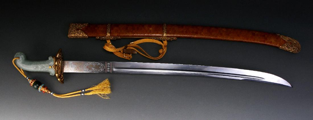 CHINESE QIAN LONG SWORD WITH JADE HILT (1 of 10)