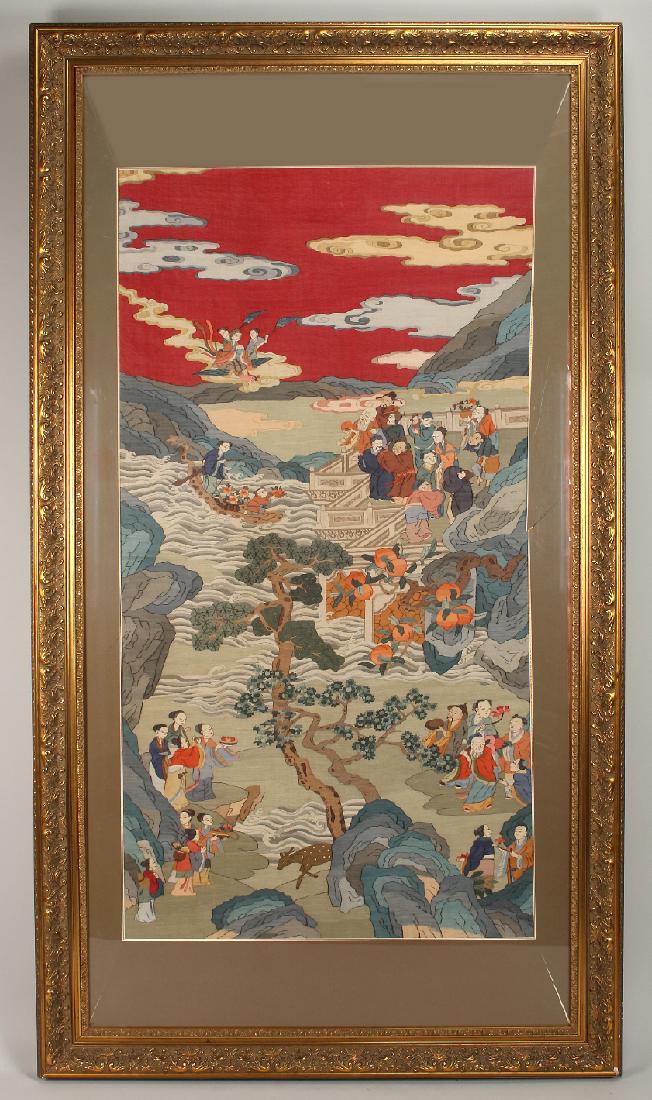 CHINESE KESI EMBROIDERY OF VILLAGE SCENE IN FRAME (1 of 10)