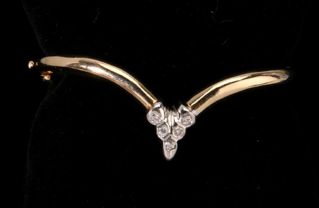 14K YELLOW AND WHITE GOLD HINGED BANGLE (1 of 9)